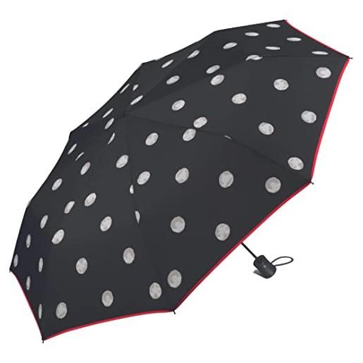 Happy Rain ombrello pieghevole da donna - sistema antivento - automatico - leggero - pratico - pois - diametro 94 cm, nero-bianco, m, nero-bianco, m