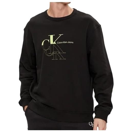 Calvin Klein felpa da uomo, nero, jeans, monogramo, eco, nero, s, nero, s, nero , s