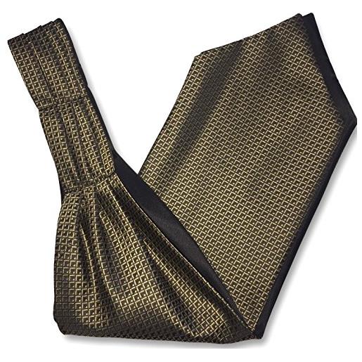 Great British Tie Club cravat ascot da uomo nero e oro a quadri under shirt, nero, oro. , taglia unica