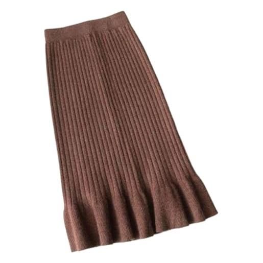 MGDIFYXAA gonna lavorata a maglia - gonne a coda di pesce in maglia autunno inverno donna moda vita alta elasticizzata gonna solida gonna donna semplice elastico in vita gonna donna caffè m