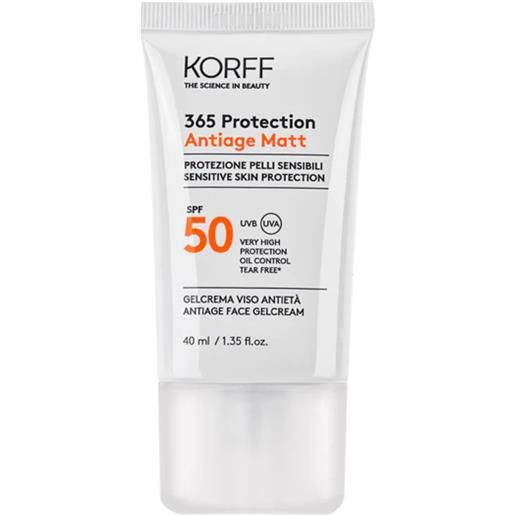 KORFF Srl korff 365 protection antiage matt spf 50+ - gel crema viso protettiva per pelle sensibile - 40 ml