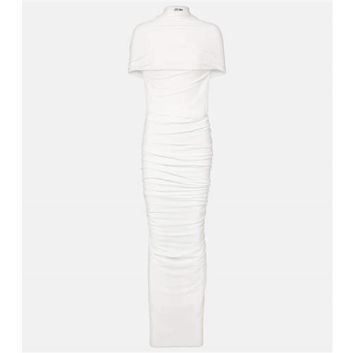 Jean Paul Gaultier abito lungo in jersey con ruches