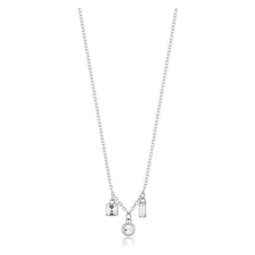 COOLSTEELANDBEYOND Collana Statement Girocollo Nera Con Perline E Cristalli - Chiusura Magnetica Con Zirconi, 46 Cm
