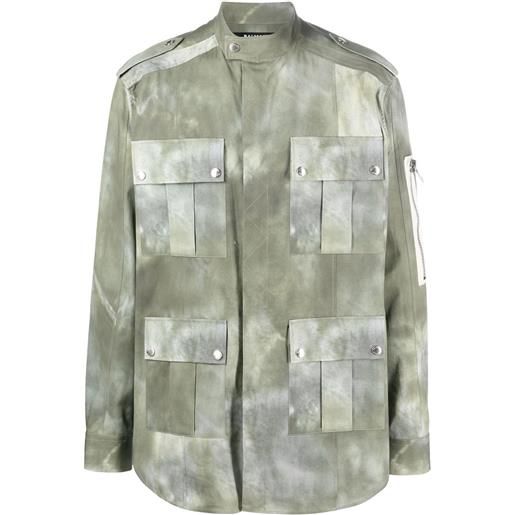 Balmain giacca militare con effetto schiarito - verde