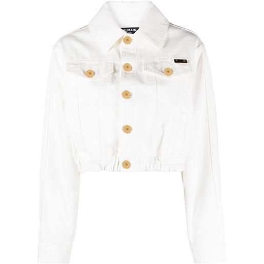 Balmain giacca denim crop - bianco