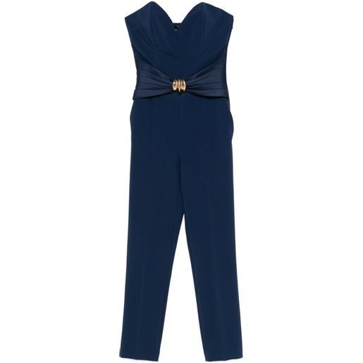 Elisabetta Franchi tuta intera in crêpe con fiocco - blu