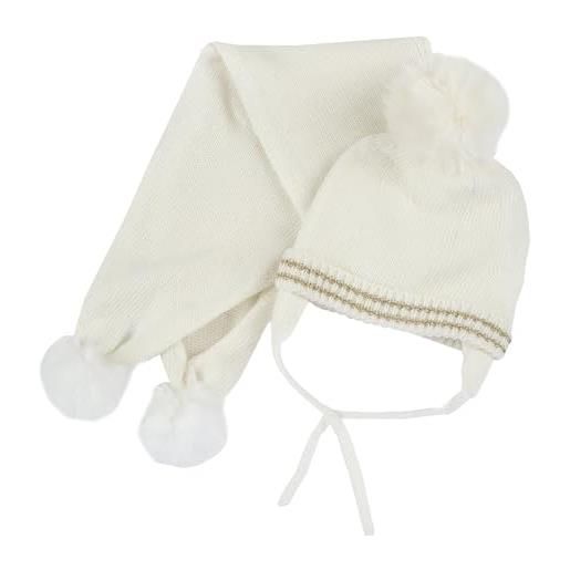 Chicco, set composto da cappello con sciarpa in maglia misto lana per neonata, bianco (9 mesi)
