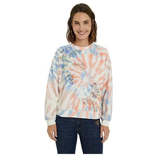 Desigual sweat_dye mandala maglia di tuta, bianco, s donna