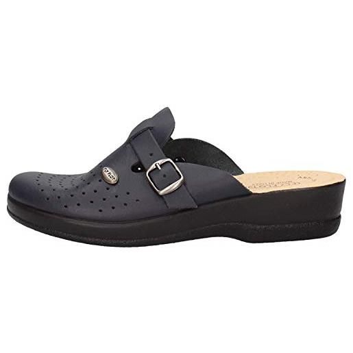 Fly Flot | woman professional, zoccoli sanitari donna con cinturino regolabile, ciabatte con tomaia in pelle forata, sottopiede imbottito in pelle antishock, blu, 38