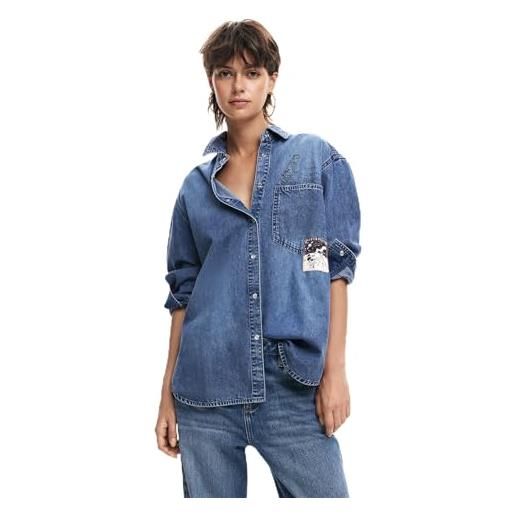 Desigual maglietta da donna a maniche lunghe blouse, blu, xl