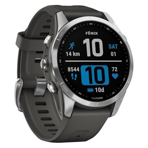Garmin fēnix 7s, smartwatch, 42mm, display 1,2, touchscreen, +30 sport, gnss multibanda, cardio, spo2, mappe, musica, Garmin pay, autonomia 11 giorni (silver & graphite)