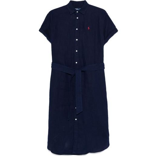 Polo Ralph Lauren abito midi oxford con cintura - blu