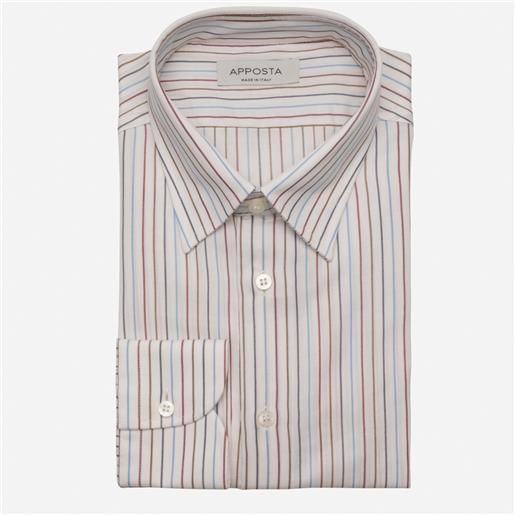 Apposta camicia righe multi cotone-lana twill, collo stile collo button down con bottoni nascosti