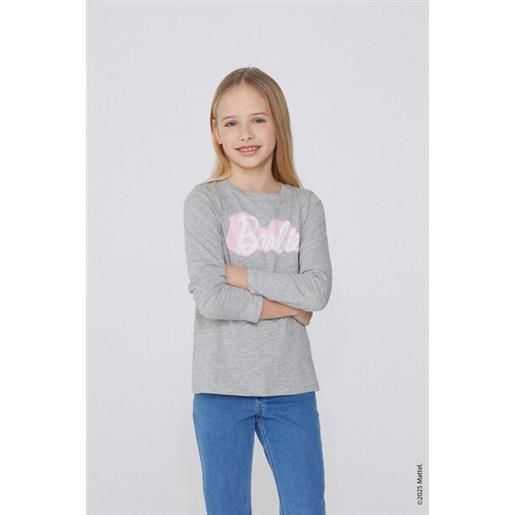 Tezenis maglia manica lunga cotone con stampa barbie bimba bambina grigio
