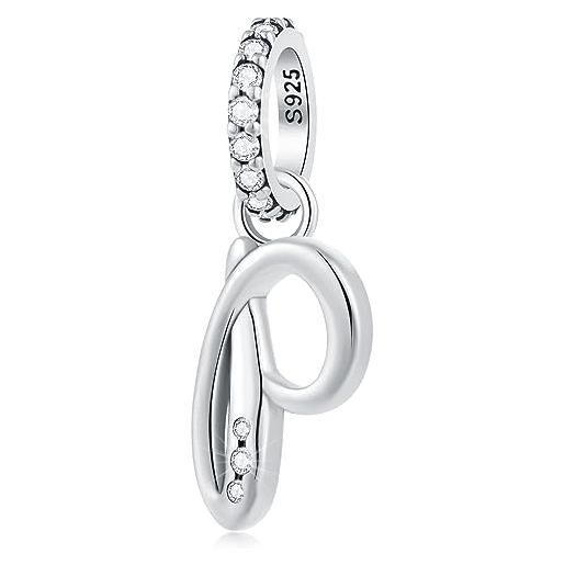 GLOWDAS lettera p charms alfabeto ciondolo, 925 argento sterling iniziale p pendente cz perlina fit pandora personalizzato nome braccialetto con letra, regali per papa/principessa/partito