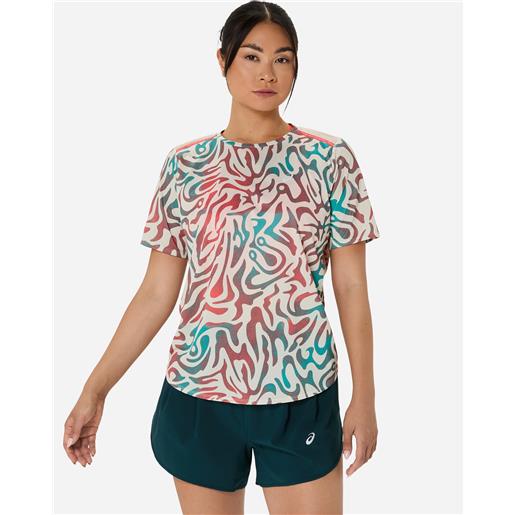Asics road all over print w - t-shirt running - donna - color mix