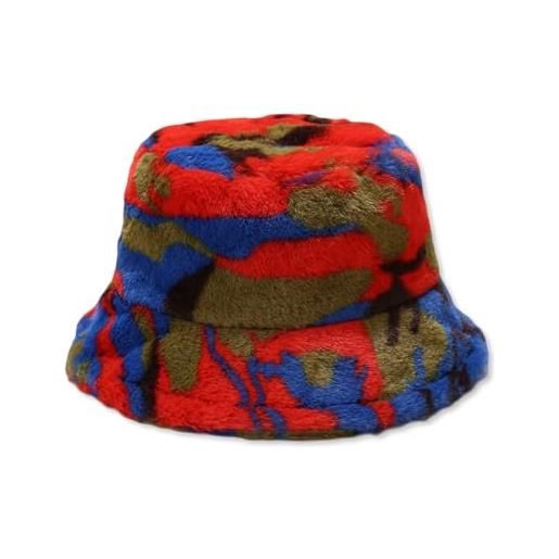 LumiSyne invernale cappello da pescatore per donna uomo motivo di lettere arcobaleno cappello da pescatore peloso pelliccia sintetica regolabile cappello caldo moda cappello a secchiello in peluche