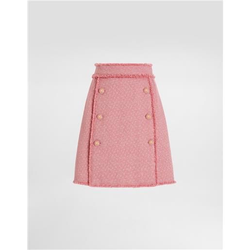 Dolce & Gabbana gonna corta in tweed rachel con bottoni decoro logo dg