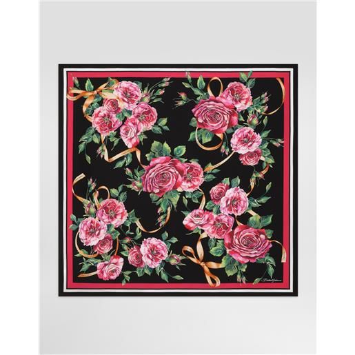 Dolce & Gabbana foulard in twill di seta stampa rose 90x90
