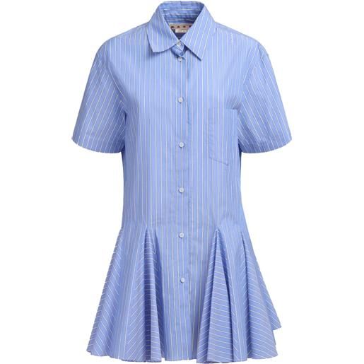 Marni abito corto modello camicia a righe - blu