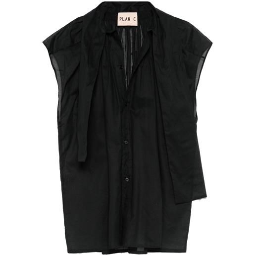 Plan C blusa in organza con foulard - nero
