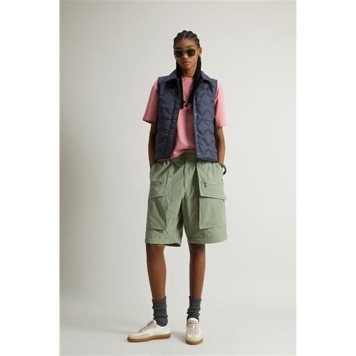 Woolrich donna gilet heritage trapuntato in microfibra blu taglia xxs