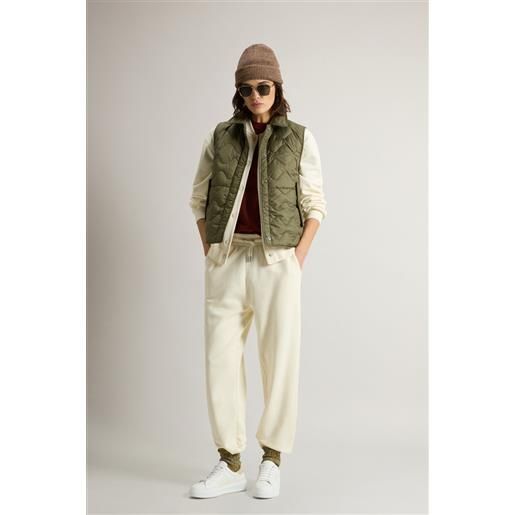 Woolrich donna gilet heritage trapuntato in microfibra verde taglia xxs