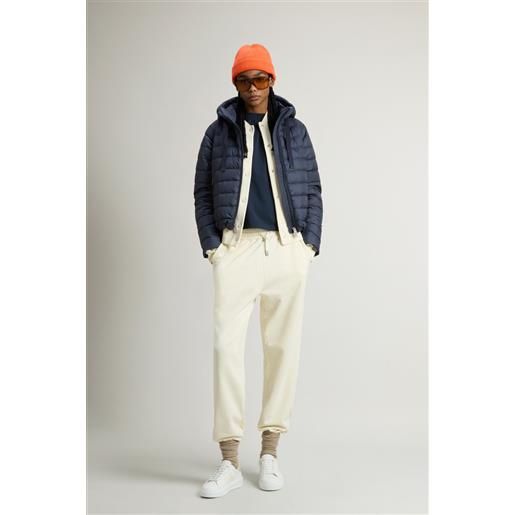 Woolrich donna giacca imbottita in microfibra con cappuccio blu taglia xs