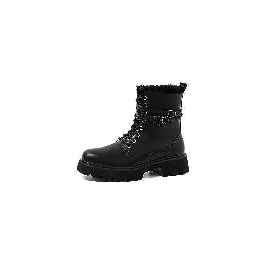 QUEEN HELENA anfibi stivaletti con lacci donna x29-54 (nero, sistema taglie calzature eu, adulto, donna, numero, media, 36)