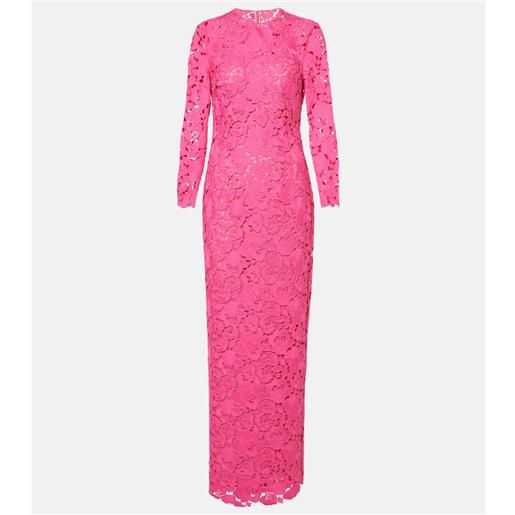 Oscar de la Renta abito lungo asimmetrico in pizzo guipure
