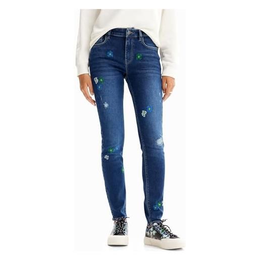 Desigual denim bruselas pantaloni casual, blu, 40 donna