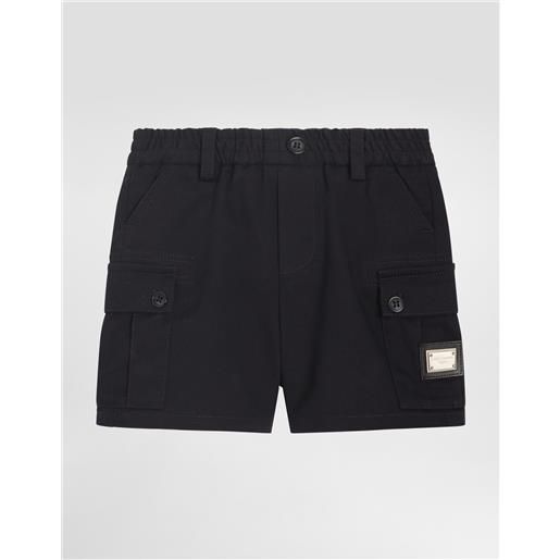 Dolce & Gabbana bermuda in gabardina con placca logata