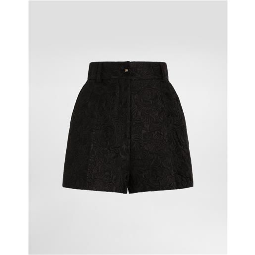 Dolce & Gabbana shorts in jacquard floreale matelassé con logo dg