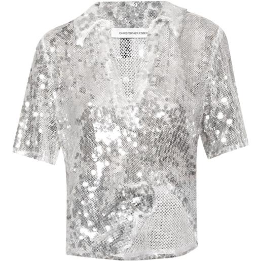 Christopher Esber polo opaline con paillettes - argento