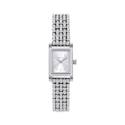 Breil, collezione demure, orologio donna in acciaio dal design discreto e raffinato, resistente all'acqua fino a 3 atm, vetro minerale, bracciale a 5 maglie effetto matelassé, chiusura a gioielleria