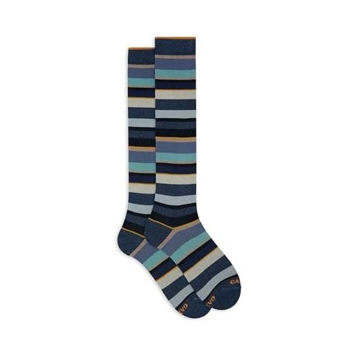 Gallo calze lunghe uomo cotone righe multicolor blu