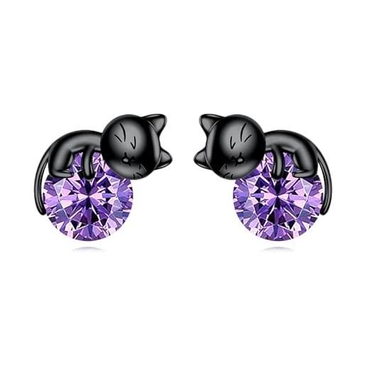 IN Lebole Collezione The Circle DOR125 Gatto Orecchini da Donna in Ottone Pietra Rubino