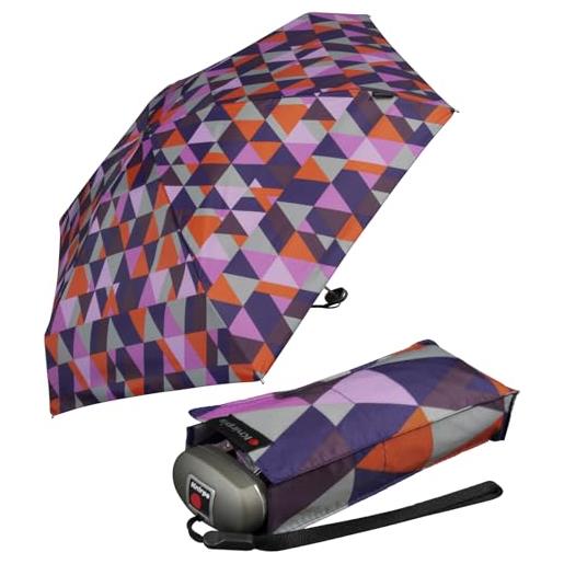 Knirps ombrello tascabile da viaggio, piccolo, leggero, a righe, donna purple, 93 cm