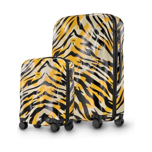 CRASH BAGGAGE icon set | 2 trolley rigidi da viaggio (s + l) bagaglio a mano e valigia di design italiano con chiusura tsa certificata e 4 ruote girevoli 100% in policarbonato tiger camo