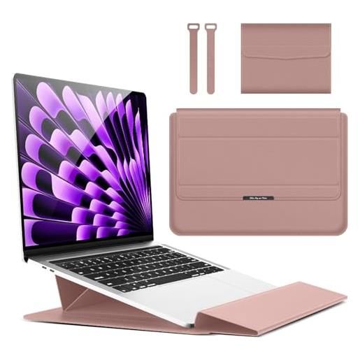 Hinnwer 15 15,6 16,1 pollici custodie per pc portatile borsa funzione stand per mac. Book air 13 m3/m2/m1 a3113 a2681 a2337, mac. Book pro 14 m4/m4 pro/m4 max a3112 a3401 a3185 a2992 a2918 a2779 oro rosa