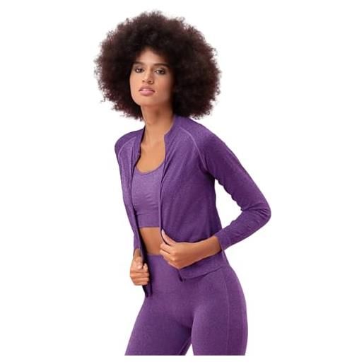 FOCENZA felpa donna con zip senza cappuccio in microfibra traspirante ed elasticizzata ideale per lo sport, made in italy (ottanio, s/m)