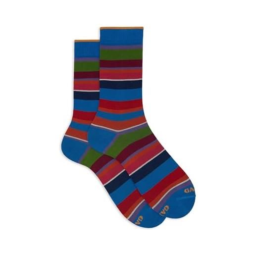 Gallo calze corte uomo cotone righe multicolor azzurro