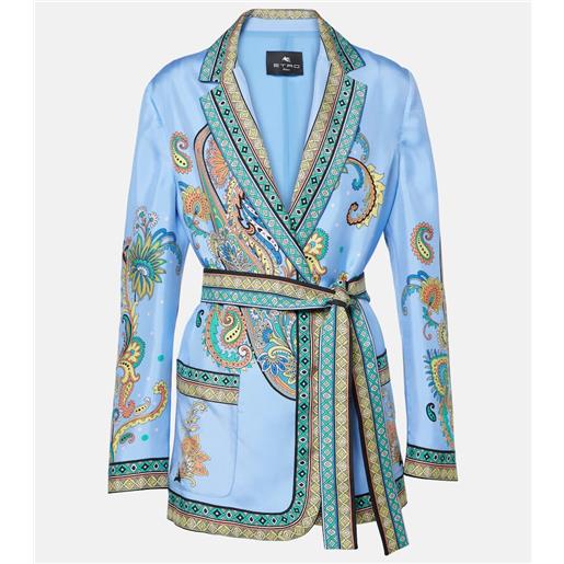 Etro blazer a portafoglio in twill di seta