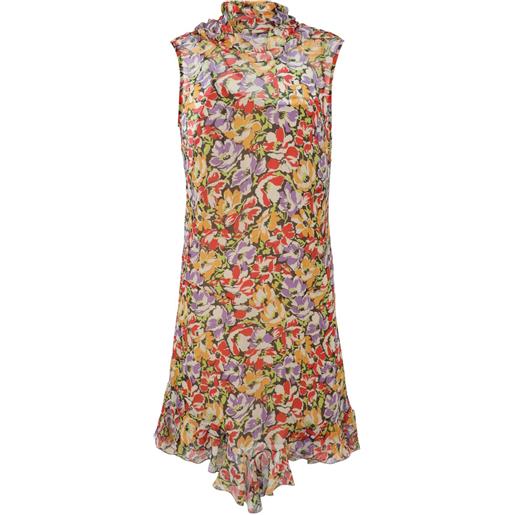 Stella McCartney abito ultra corto a fiori con ruches - rosa