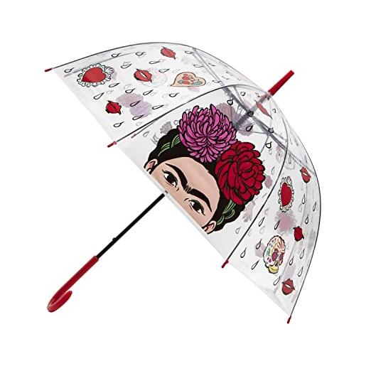 art & design 24 art&design24 ombrello i'm frida, ombrello pioggia, colore trasparente con manico rosso, apertura automatica, ø 105 cm, ombrello antivento