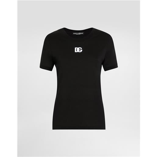 Dolce & Gabbana t-shirt in jersey con ricamo logo dg