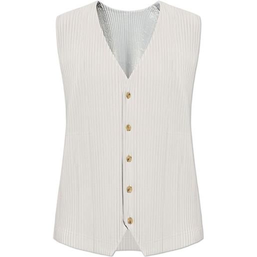 Homme Plissé Issey Miyake canotta con scollo a v - grigio