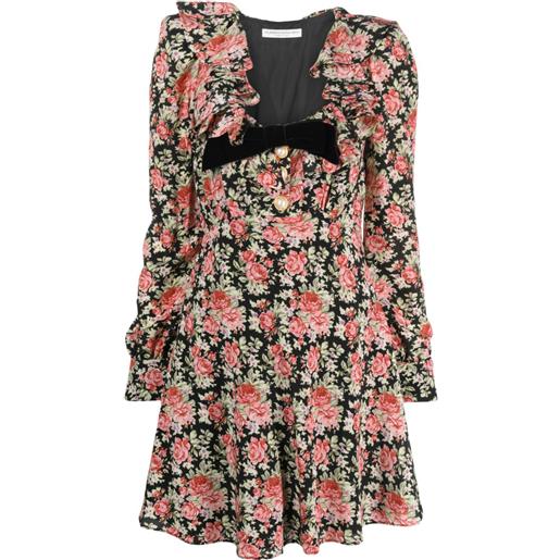 Alessandra Rich abito svasato con stampa - nero