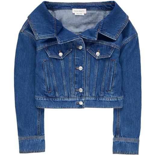 Alexander McQueen giacca denim crop - blu