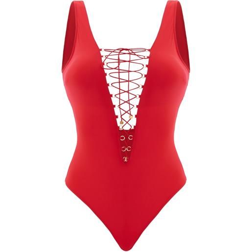 Noire Swimwear costume intero con lacci - rosso